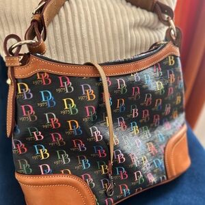 Dooney & Bourke Black and Brown Shoulder Bag